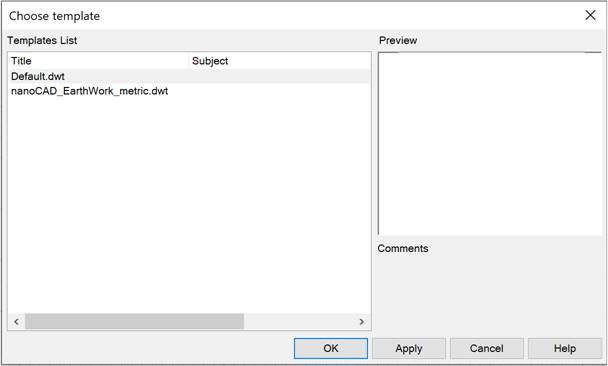 CAD drafting Choose Template Dialog 6