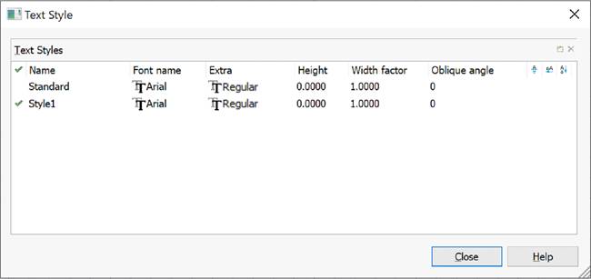 CAD software Text Style Dialog 1