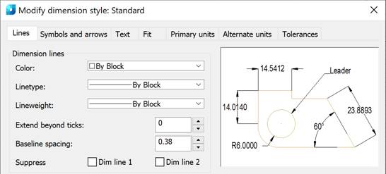 CAD drafting Modify a Dimension Style 0