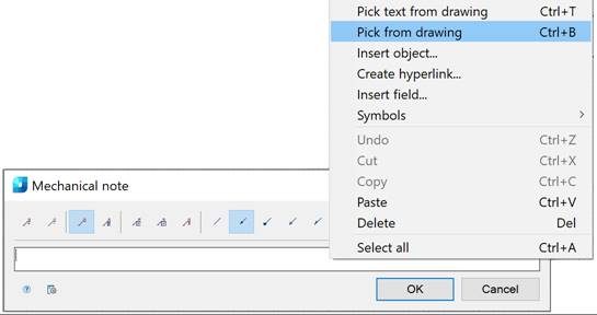 CAD drafting Input Field Context Menu 6