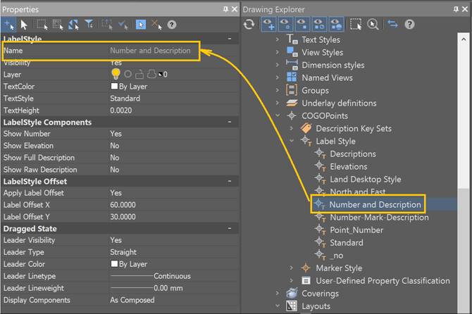 CAD drafting Editing Label Styles of Geopoints 0