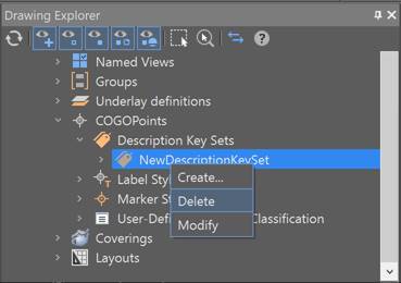 CAD software Deleting a Description Key Set 1