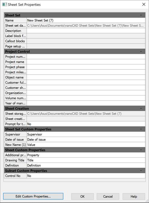 CAD drafting Sheet Set Custom Properties 3