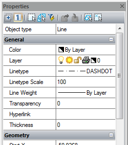 CAD software Properties Panel 16
