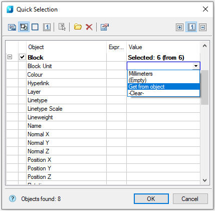 CAD software Quick selection of objects 25