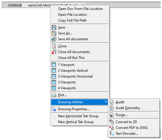 CAD software SETTINGS 58