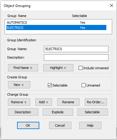 CAD drawing Object Grouping Dialog 5