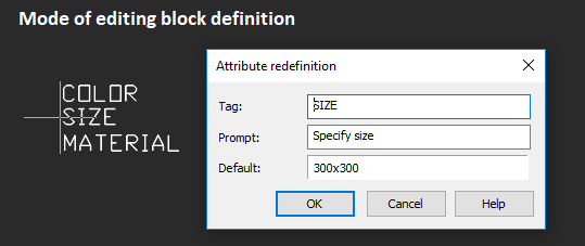 CAD drafting Editing Block Attribute Definitions 0