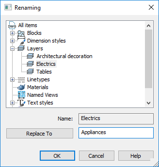 CAD drafting Renaming Named Objects 3