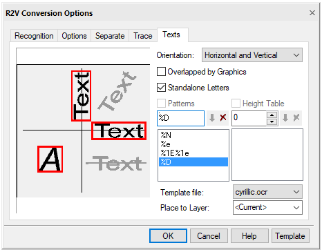 CAD software Texts Tab 1