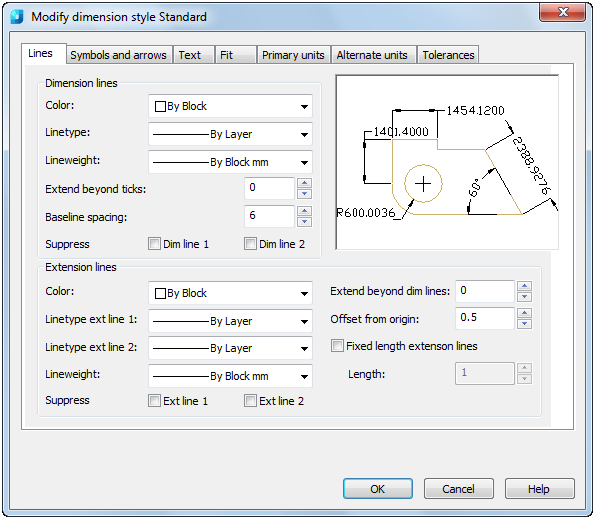 CAD software Modify a Dimension Style 1