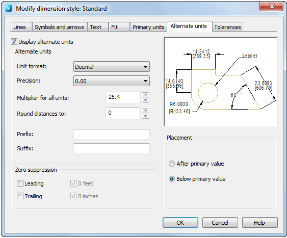 CAD software Modify a Dimension Style 40