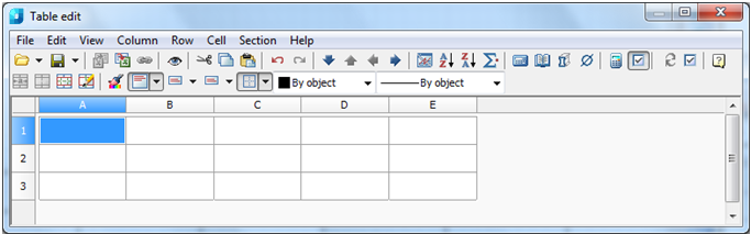 CAD drafting Interface of the Table Editor Dialog 0