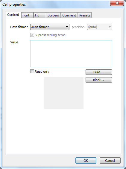 CAD software Interface of the Table Editor Dialog 73