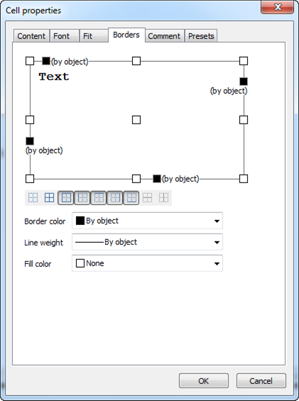 CAD software Cell Properties dialog 13
