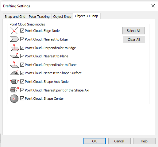 CAD software Point Clouds Display Settings 28