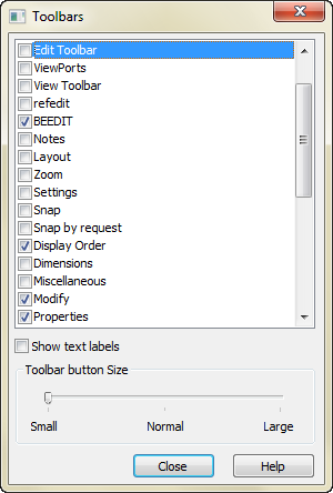CAD drawing Toolbars Display Settings 5