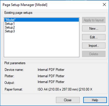 CAD software Page Setup Manager 7