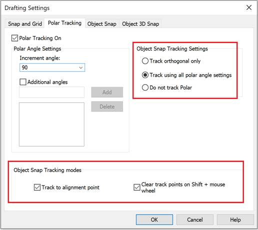 CAD software Object Snap Tracking Mode 7