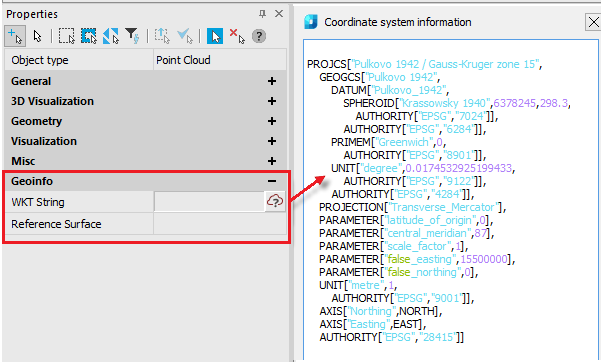 CAD drawing Recalculation of point cloud coordicates by EPSG 8