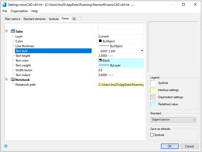 CAD drafting Forms Tab 0