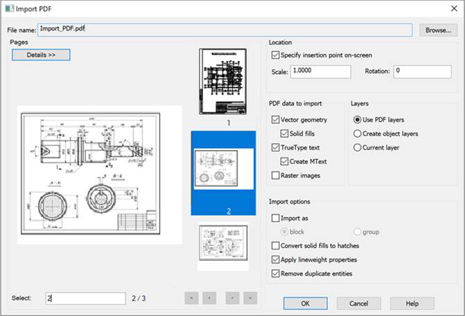 CAD software Importing PDF Files Data 7
